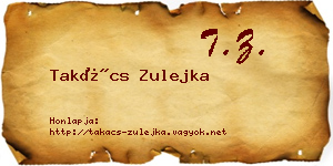 Takács Zulejka névjegykártya